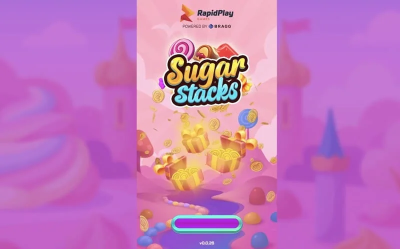 Sugar Stacks - scáileán luchtaithe le lógó RapidPlay Games